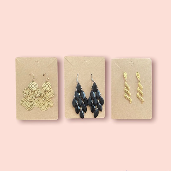 Jewelry - Three pairs of gold tone dangle earrings